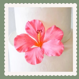Pink Hibiscus Sugar Flower wedding cake topper