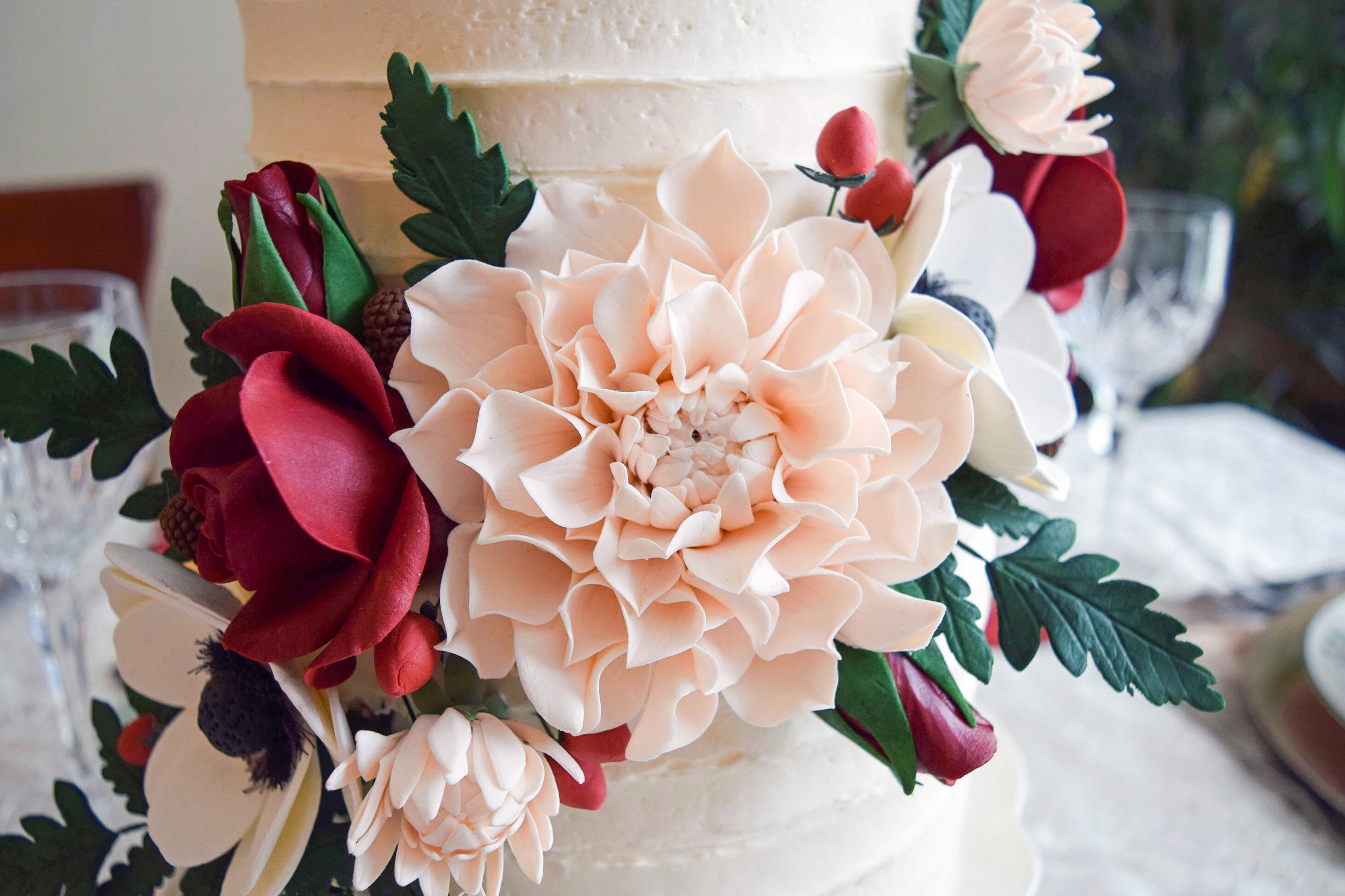 Blush and Burgundy Sugar Flower Arrangement Cake Topper Etsy