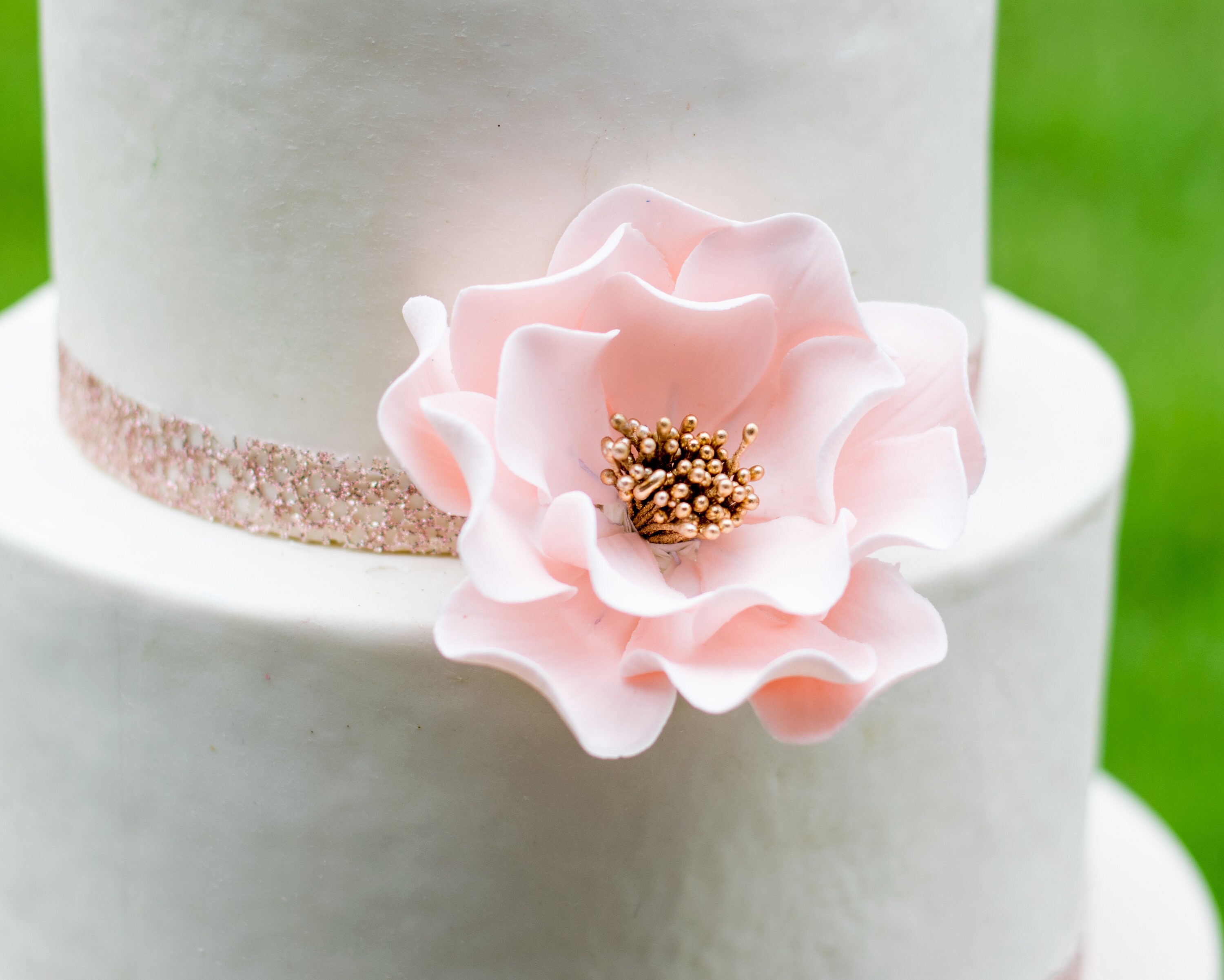 Blush Pink Open Rose Sugar Flower With Gold Center Wedding Etsy