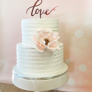 Large Blush and Gold Open Rose Sugar Flower Bridal Shower Cake Topper image 4