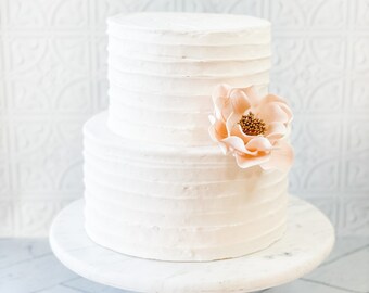 Birthday Cake Topper Medium Blush and Gold Open Rose Sugar Flower