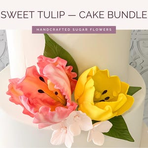 Bridal Shower Sugar Flower Cake Topper with Tulips and Hydrangea