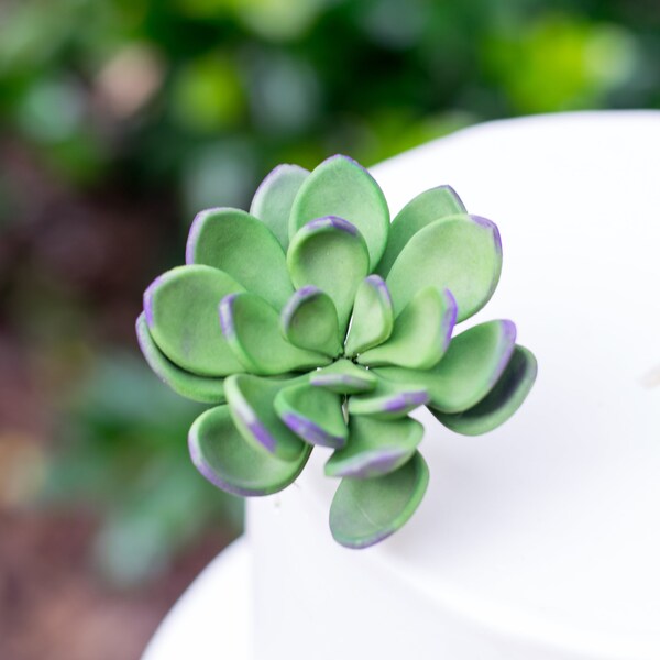 Small Green and Purple Sugar Succulent for wedding cake toppers, sugar flower arrangements and gumpaste decorations