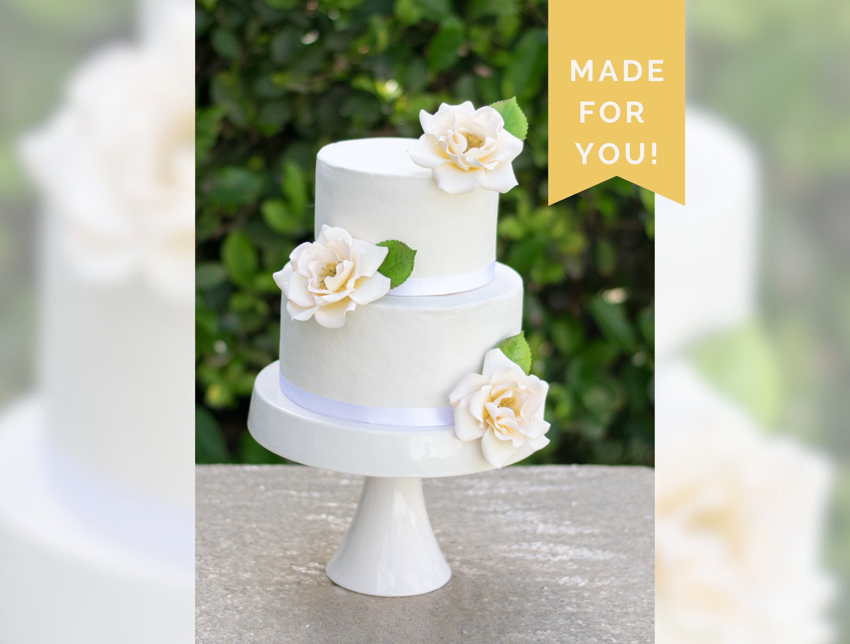 Stone Roses Cake Topper Heirloom Roses Sugar Flower Cake Topper - Set of 3 Ivory Roses and ...