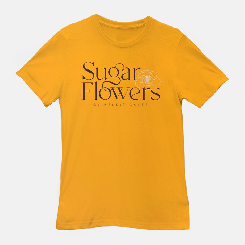 Sugar Flowers by Kelsie Cakes logo Gold Bella Canvas Unisex Tee image 1