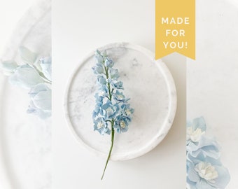 Pale Blue Delphinium Sugar Flower Wedding Cake Topper