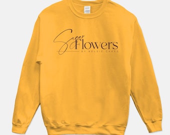 Unisex Crew Neck Sweatshirt – Sugar Flowers by Kelsie Cakes alternate logo – Gildan 18000