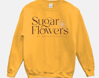 Unisex Crew Neck Sweatshirt – Sugar Flowers by Kelsie Cakes logo – Gildan 18000