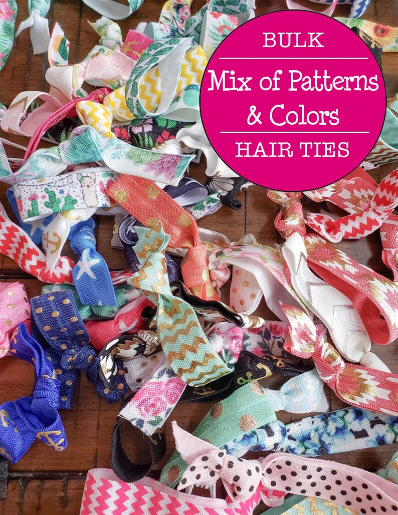BULK HAIR TIES / Wholesale Elastic Hair Ties / Print Solid Etsy