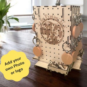 Présentoir porte-clés en bois découpé au laser - Présentoir porte-clés personnalisable - Accessoires pour petites entreprises - Présentoir de boutique éphémère avec crochets