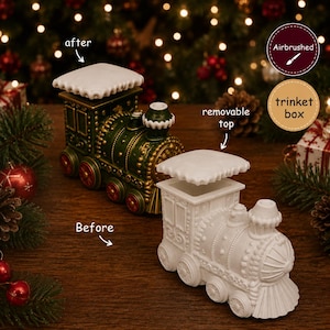 Paint you own pottery-Christmas pottery-Festive Train-Train Trinket Box-Planter-Christmas Locomotive-Festive Activity-Table Centerpiece