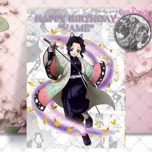 Shinobu Happy Birthday Card - Personalised Card - Shinobu Kocho Birthday Card - Shinobu Gift - Demon Slayer - Anime Birthday Card