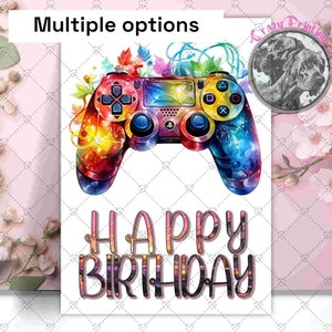 Carte d'anniversaire de jeu - Carte de voeux - Carte personnalisée - Carte d'anniversaire unique - Enveloppe incluse - Cadeaux pour joueur - Manette de jeu