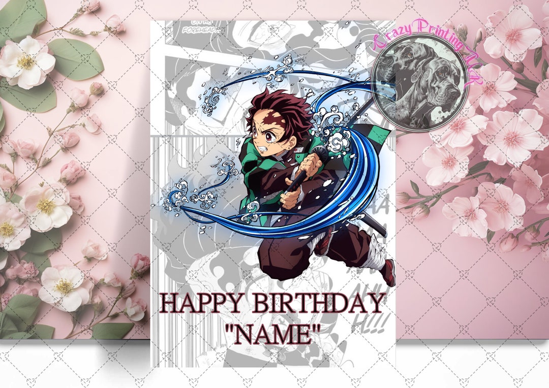 Tanjiro Happy Birthday Card - Personalised Card - Tanjiro Kamado