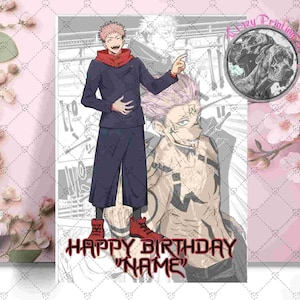 Yuji Itadori Happy Birthday Card - Personalised Card - Jujutsu Kaisen Birthday Card - Yuji Giftf - JJK - Anime Birthday Card - Sakuna Card