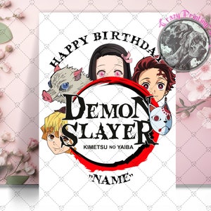 Dämonentöter alles Gute zum Geburtstag Karte - personalisierte Karte - Anime Geburtstagskarte - Zenitsu - Tanjiro - Nezuko - Inosuke - Kimetsu no Yaiba