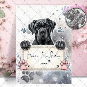 Cane Corso Geburtstagskarte mit Nachricht - Geschenk für Hundeliebhaber -Die Hundeliebhaber-Grußkarte - Personalisierte Geburtstagskarte - Cane Corso