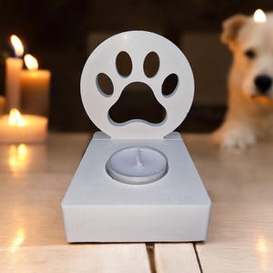 自分で絵付けした陶器 - ペットメモリアルキャンドルホルダー - キャンドル容器 - ペットの飼い主 - 足跡 - ペットの死 - ペットの飼い主への贈り物 - ギフトアイデア