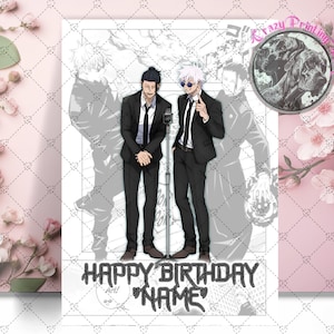 Carte de joyeux anniversaire Gojo et Geto - carte personnalisée - carte d'anniversaire Jujutsu Kaisen - cadeau Gojo - JJK - carte d'anniversaire anime - cadeaux Geto