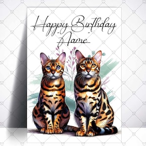 Bengal Cat Happy Birthday Card-Cat Birthday Card-Bengal Cat Lover-Bengal Cat Gifts-Cat Lover Card-Birthday Card with Bengal Cat-Cat Card