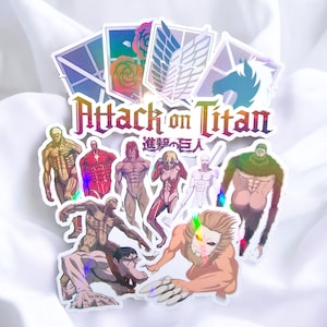 Holographic Attack on Titan Titans and logo die cut sticker set - Anime Stickers - Laptop Decal- Phone Decal - Sticker Lover - Anime Lover
