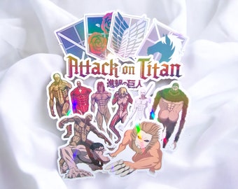 Holografische aanval op Titan Titans en logo gestanst sticker set - Anime Stickers - Laptop sticker - Telefoon sticker - Sticker Lover - Anime Lover