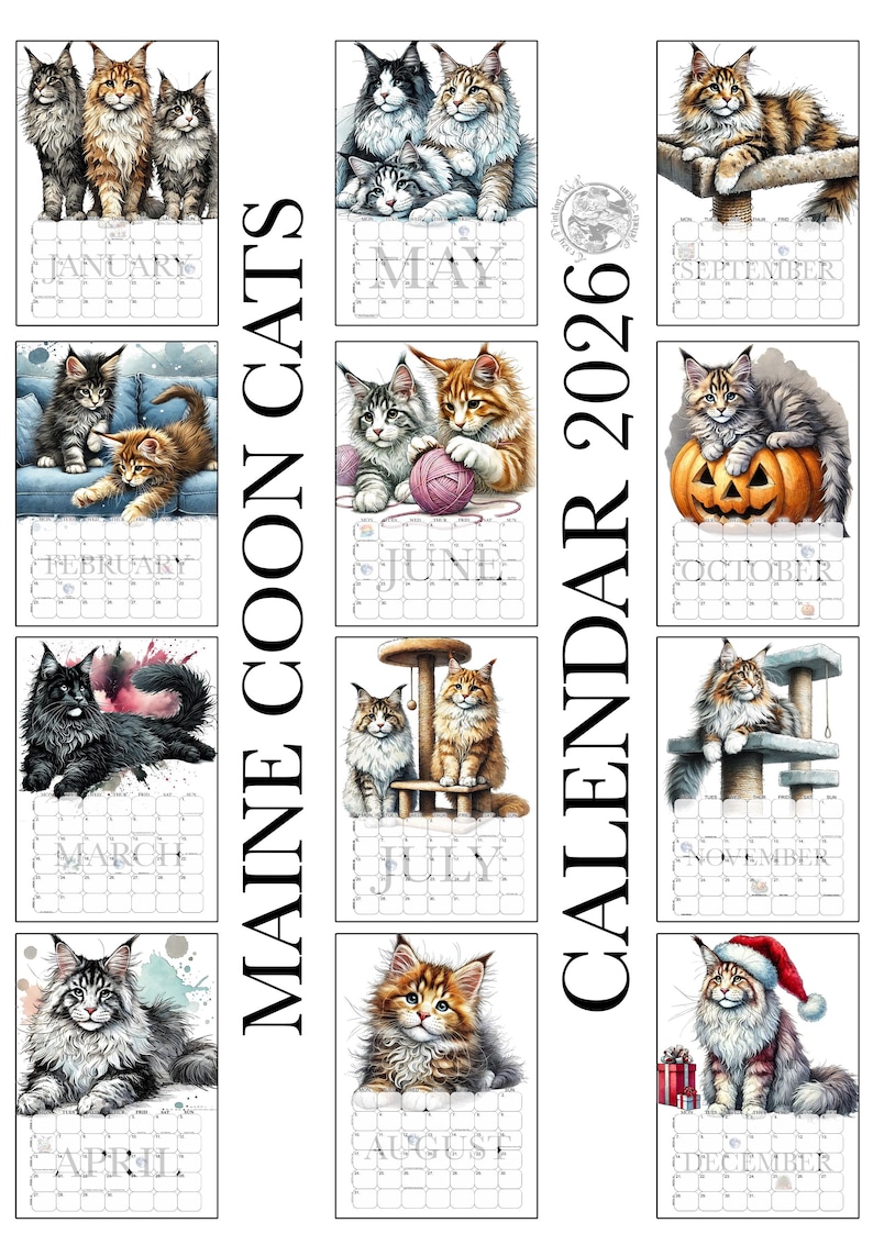 Maine Coon Calendar 2026cat Calendar 2026gifts for Cat Peoplemaine