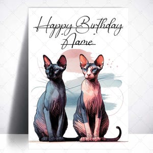 Sphynx Katze Alles Gute zum Geburtstag Karte-Sphynx Karte-Katzenliebhaber-Katze Geschenke-Sphynx Katze Geschenke-Haarlose Katze-Personalisierte Sphynx Karte-Katzenbesitzer Karte