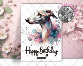 Artery8 Grußkarte 'Whippet In Wildflowers' – 17,5x12,5 Cm, Blanko Innen, Mit Umschlag, Für Hundeliebhaber