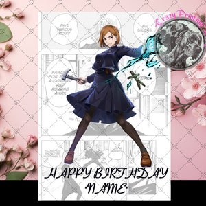 Carte de joyeux anniversaire Nobara Kugisaki - carte personnalisée - carte d'anniversaire Jujutsu Kaisen - cadeaux Nobara - JJK - carte d'anniversaire anime