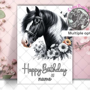Carte de joyeux anniversaire de races de chevaux - Cadeau pour amoureux des chevaux - L'amoureux des chevaux - Carte de voeux - Carte d'anniversaire personnalisée - Cadeaux équestres