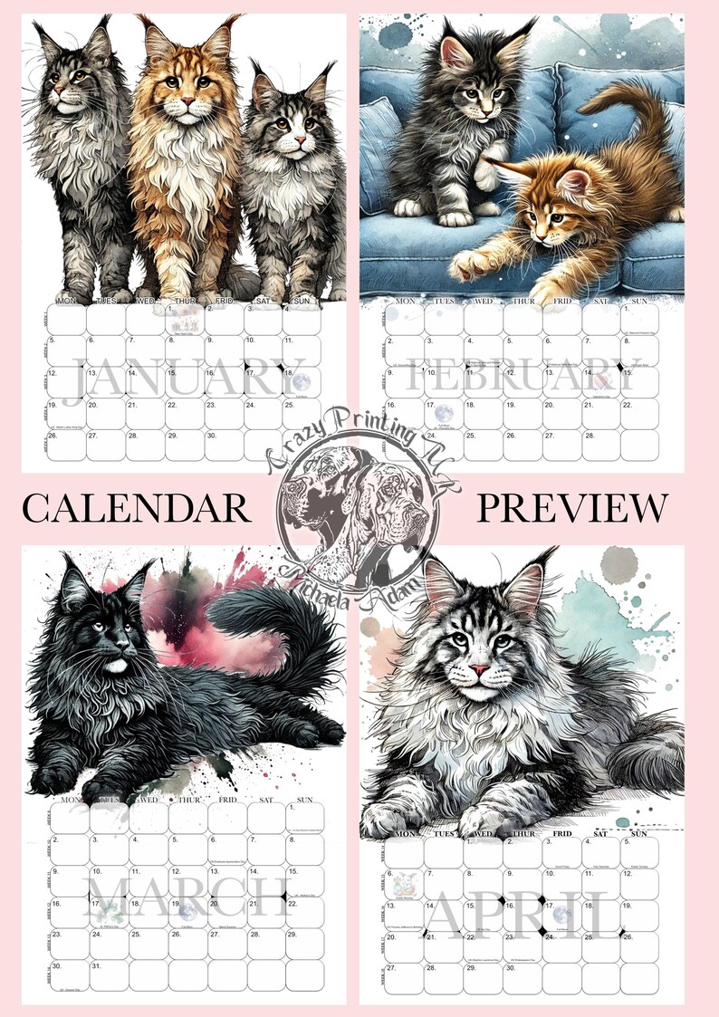 Maine Coon Calendar 2026cat Calendar 2026gifts for Cat Peoplemaine
