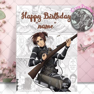 Carte de joyeux anniversaire Sasha Braus - carte personnalisée - carte d'anniversaire L'Attaque des Titans - cadeaux Sasha Braus - Shingeki no Kyojin - fille pomme de terre AOT