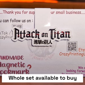 Attack on Titan Magnetisches Lesezeichen - Geschenk für Buch Liebhaber - Geschenk für Manga Leser - Anime Magnetisches Lesezeichen - Anime Liebhaber - Anime Geschenke - AOT
