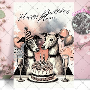 Greyhound Geburtstagskarte - Geschenk für Hunde Liebhaber - Grußkarte - Personalisierte Geburtstagskarte - Jagdhund - Rennhund