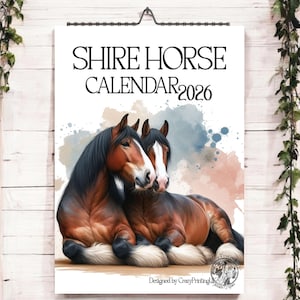 Shire Horse 2026 Calendar-Horse Calendar 2026-Equestrian Gifts-Gift for horse people-Horse Lover Gift-A4 Horse Calendar-Shire Horses