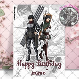 Carte Joyeux anniversaire Mikasa Ackerman - Carte personnalisée - Carte d'anniversaire L'Attaque des Titans - Cadeaux Mikasa - Shingeki no Kyojin - Cadeaux AOT