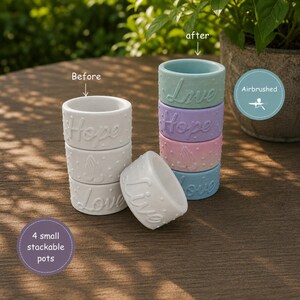 Paint you own pottery-Small Pot Set-Life Quotes-Pottery Pots-Small Jars-Party Activity-Small Pottery Gifts-Vases to paint-Trinket Pots