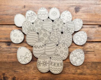 Wooden Laser Cut Easter Eggs Ornaments-Easter Egg Set-Easter Decor-Easter crafts for kids-Ready to paint eggs-Easter group crafts
