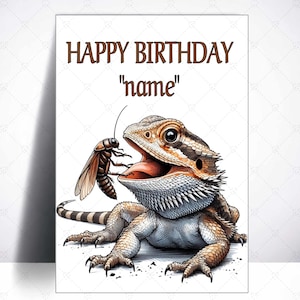 Carte de joyeux anniversaire dragon barbu-carte d'anniversaire lézard-amoureux des lézards carte d'anniversaire des dragons-reptiles barbus carte-dragon lézard-amoureux des animaux