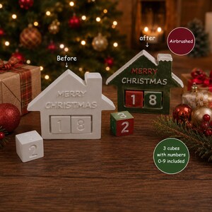 Paint you own advent calendar-Christmas Pottery-Table Centrepiece-Christmas Advent Calendar-Pottery Advent Calendar-Simple Calendar-Festive