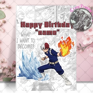 Shoto Todoroki Geburtstagskarte - My Hero Academia Geburtstagskarte - Anime Geburtstagskarte - Shoto Geschenke - Shoto Liebhaber