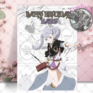 Joyeux anniversaire Noel Silva - carte personnalisée - carte d'anniversaire anime - anime trèfle noir - carte d'anniversaire trèfle noir - carte manga -