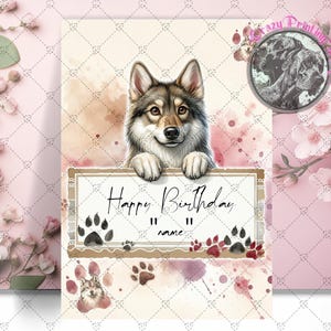 Czechoslovakian Wolf Dog with note Happy Birthday Card - Gift for dog lover -The Dog Lover-Greeting Card- Personalised Birthday Card- Wolf