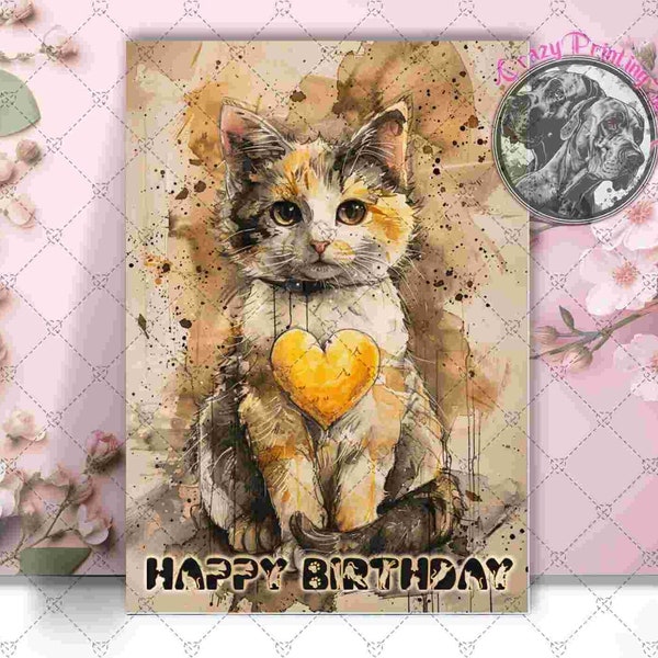 Calico Cat Happy Birthday Card - Gift for cat mum - Gift for cat dad - The Cat Lover - Greeting Card - Cat Gifts -