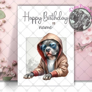 XL Bully Hund Geburtstagskarte - Geschenk für Hundeliebhaber - Grußkarte - Personalisierte Geburtstagskarte - Bullterrier Hund