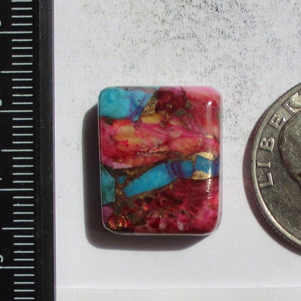 25.7 ct. (19x16x7 mm) Pressed/Dyed/Stabilized Kingman Purple Spiny Oyster Turquoise Cabochon, Gemstone, # 1EF 97