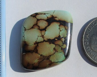 46.5 ct. (27x23x7 mm) 100% Natural Web Cloud Mountain (Hubei) Turquoise Cabochon Gemstone, # HU 49