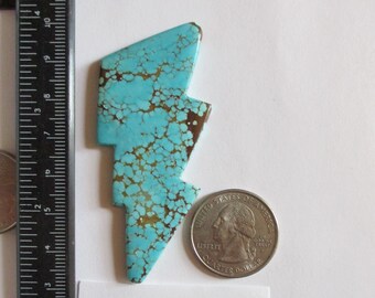 64.0 ct (72x31x4 mm) Stabilized #8 Web Turquoise Lightning Bolt Cabochon Gemstone, # IP 71