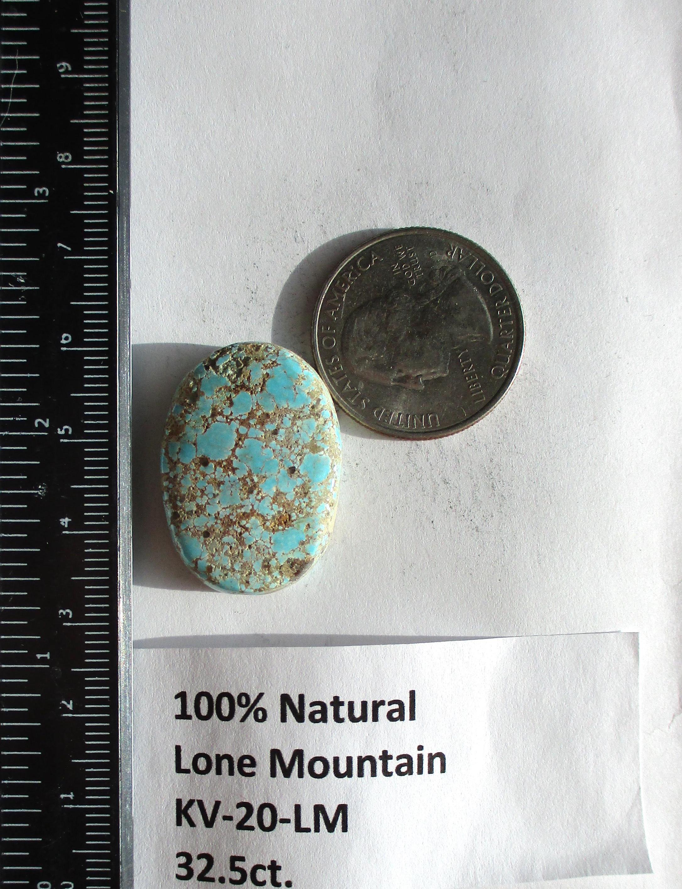 32.5 Ct. (28x22.5x8 Mm) 100% Natural Lone Mountain Turquoise